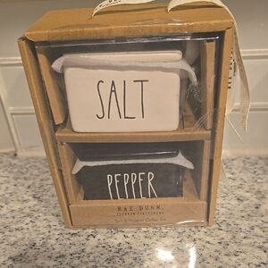 Rae Dunn Black and White Salt & Pepper Cellar Set